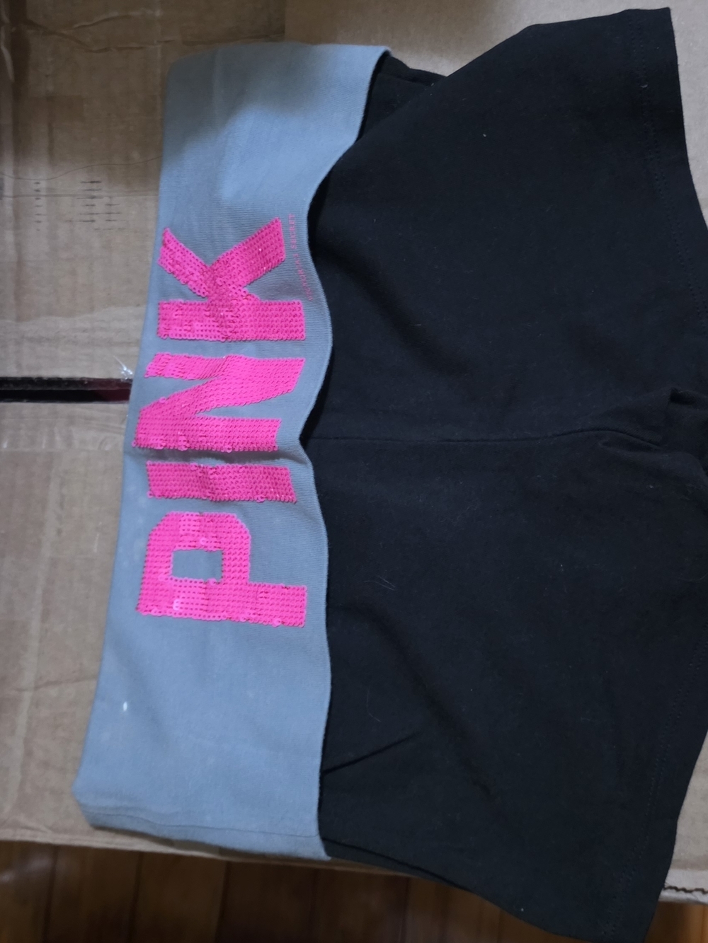 PINK Victoria's Secret Gray Foldover Waistband Shorts with Black Interior